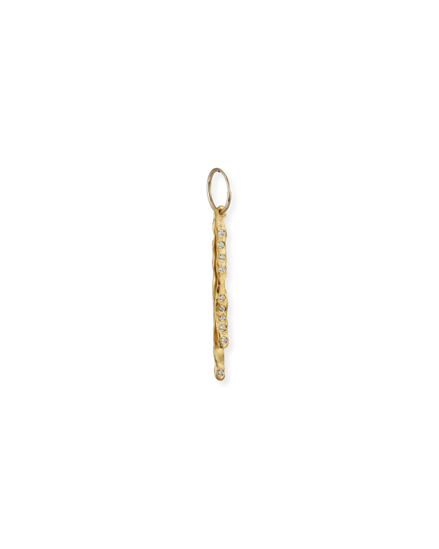 18K Pave Layered Stick Earring w/ Cubic Zirconia, Single